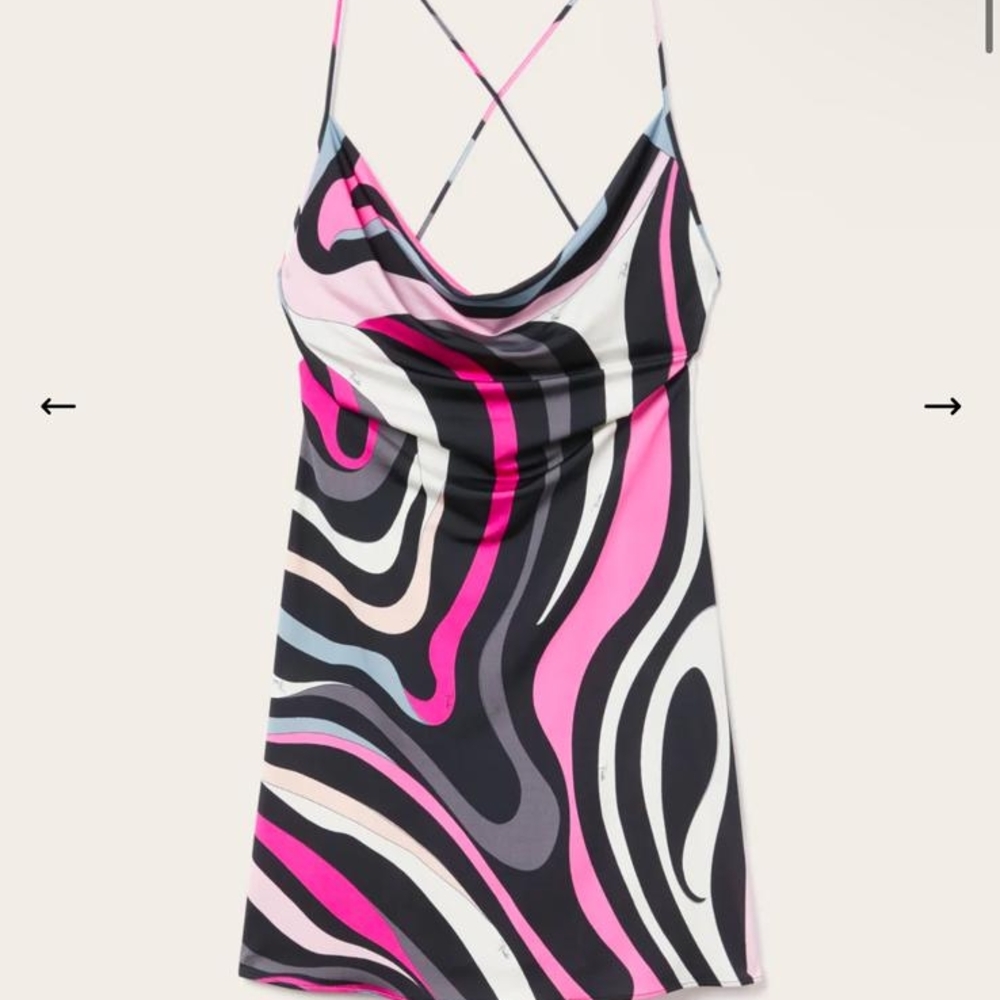 Vibrant Strappy Dress with Abstract Pattern